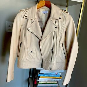 Barney’s pale pink leather jacket